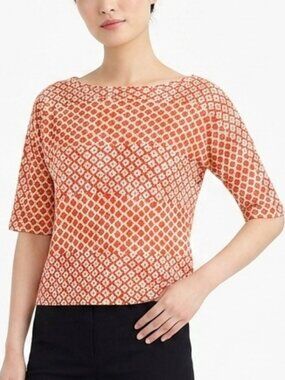 J Crew Cotton Retro Print Boatneck Tee- Sz. XS